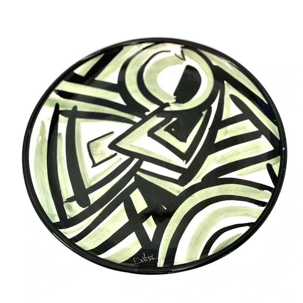 D. Vita Hand Painted Italian Ceramic Plates Set of 4 – Abstract‎ Modern Design